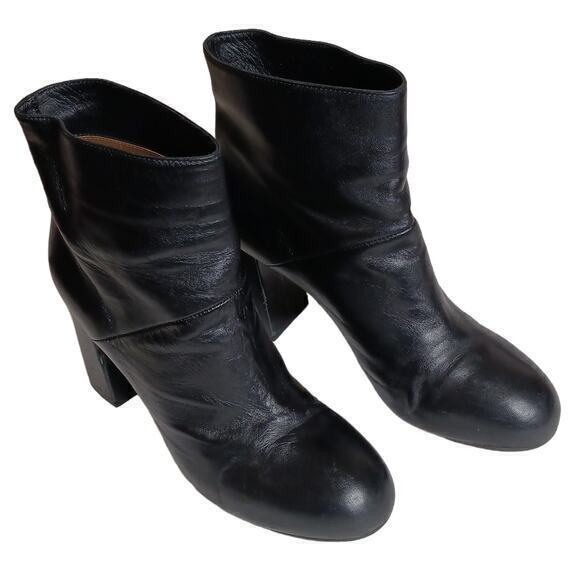 MARNI Ankle Booties Moto Biker Heeled Boots Black Soft Leather Size 38 8 - Picture 2 of 16